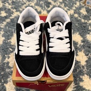 Vans Kids Black and White Low Top Skate Sneakers